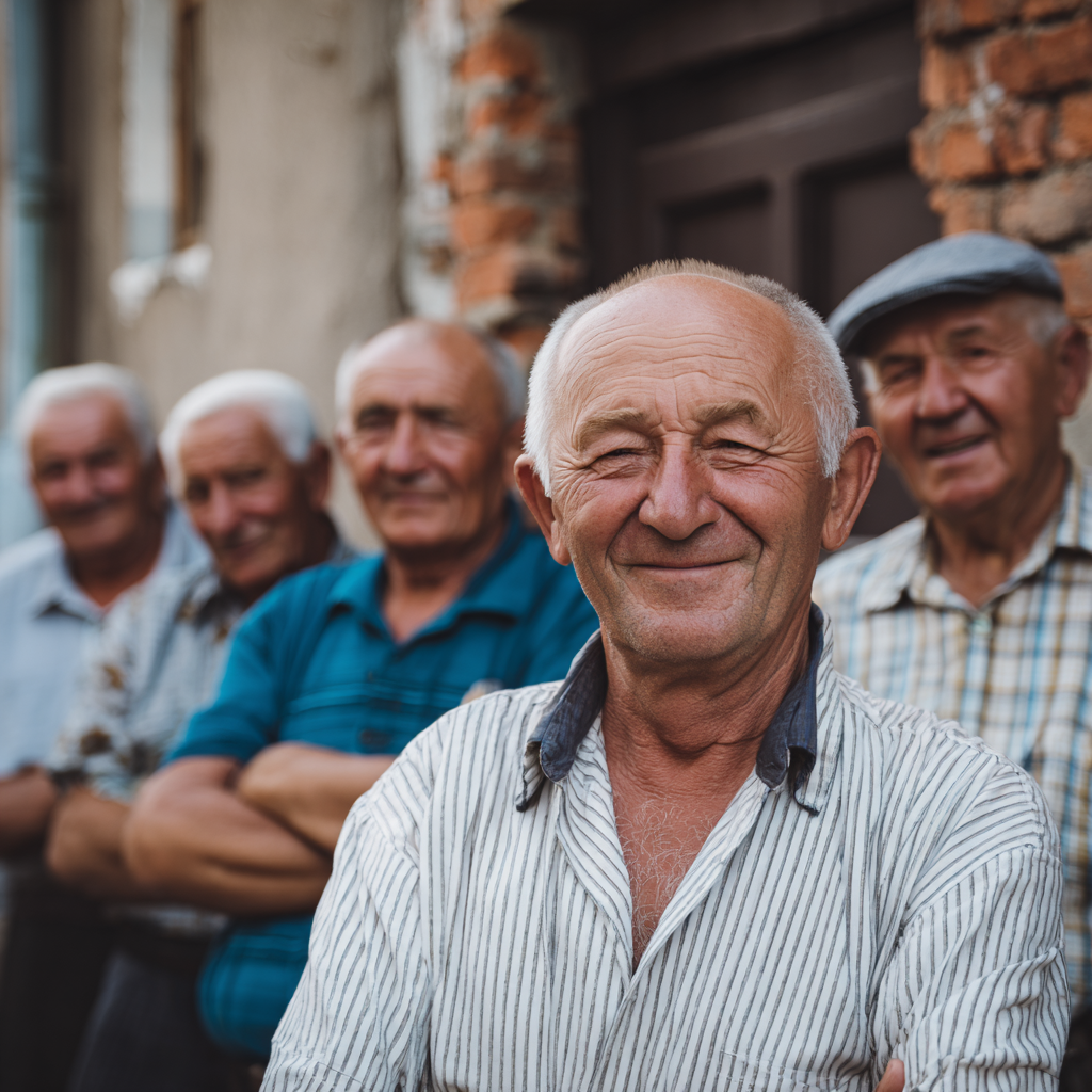 Group of middle-aged and older adults in supportive community setting